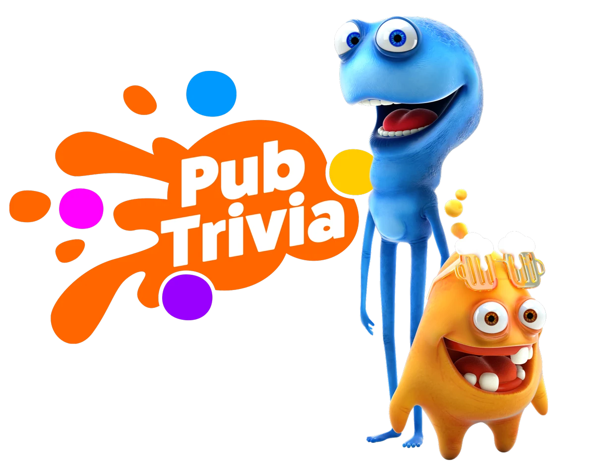PubTrivia logo met de twee monster-mascottes